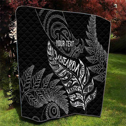 Aotearoa Personalized Lawn Bowls Maori Quilt New Zealand Black Tribal Silver Fern - Aussie Hoodie