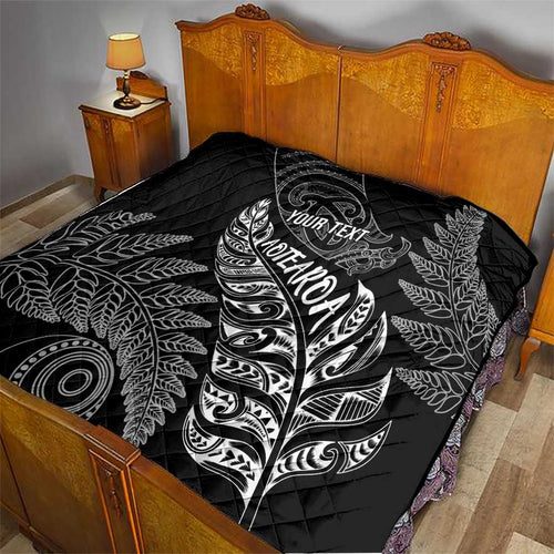 Aotearoa Personalized Lawn Bowls Maori Quilt New Zealand Black Tribal Silver Fern - Aussie Hoodie