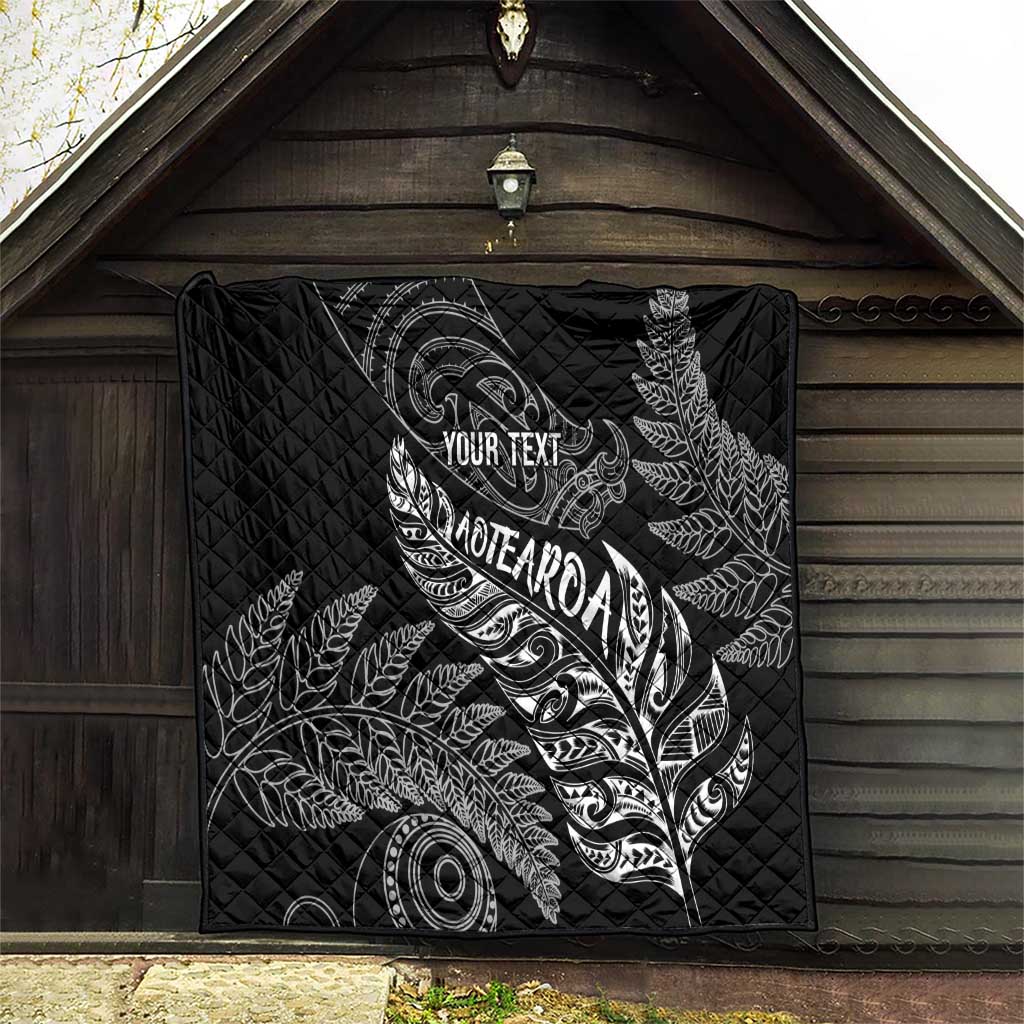 Aotearoa Personalized Lawn Bowls Maori Quilt New Zealand Black Tribal Silver Fern - Aussie Hoodie