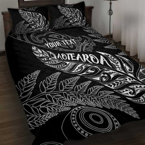 Aotearoa Personalized Lawn Bowls Maori Quilt Bed Set New Zealand Black Tribal Silver Fern - Aussie Hoodie
