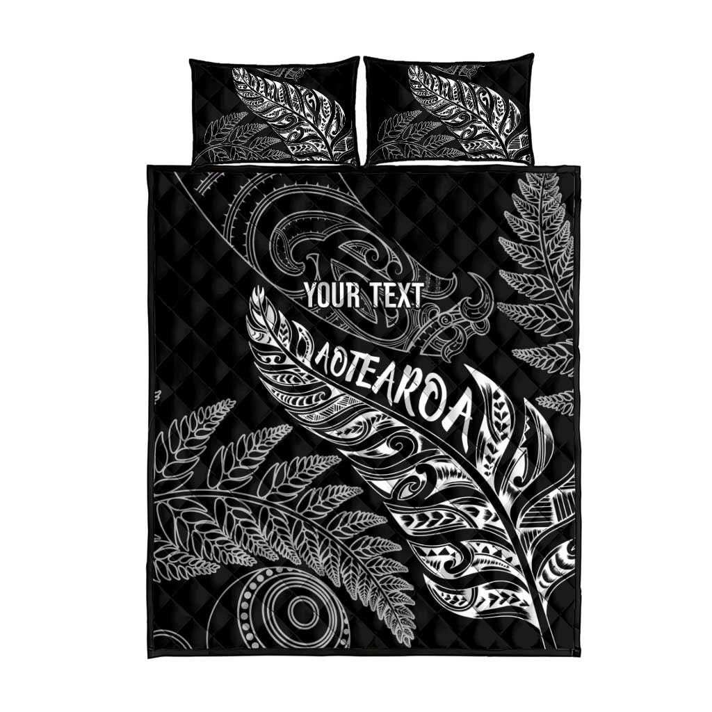 Aotearoa Personalized Lawn Bowls Maori Quilt Bed Set New Zealand Black Tribal Silver Fern - Aussie Hoodie