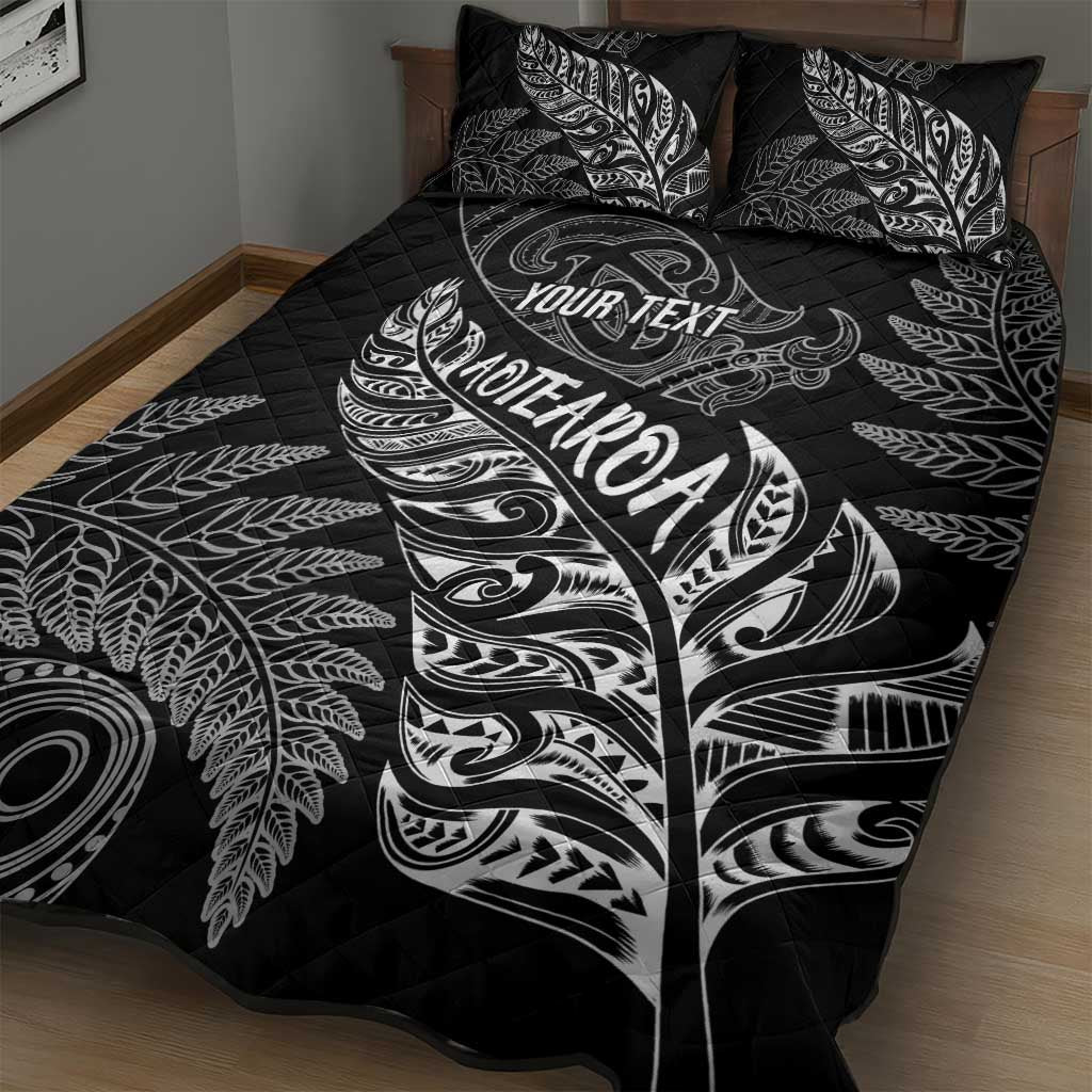 Aotearoa Personalized Lawn Bowls Maori Quilt Bed Set New Zealand Black Tribal Silver Fern - Aussie Hoodie