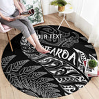 Aotearoa Personalized Lawn Bowls Maori Round Carpet New Zealand Black Tribal Silver Fern - Aussie Hoodie