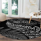 Aotearoa Personalized Lawn Bowls Maori Round Carpet New Zealand Black Tribal Silver Fern - Aussie Hoodie