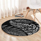 Aotearoa Personalized Lawn Bowls Maori Round Carpet New Zealand Black Tribal Silver Fern - Aussie Hoodie
