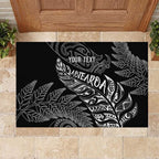 Aotearoa Personalized Lawn Bowls Maori Rubber Doormat New Zealand Black Tribal Silver Fern - Aussie Hoodie