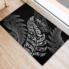 Aotearoa Personalized Lawn Bowls Maori Rubber Doormat New Zealand Black Tribal Silver Fern - Aussie Hoodie