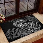 Aotearoa Personalized Lawn Bowls Maori Rubber Doormat New Zealand Black Tribal Silver Fern - Aussie Hoodie