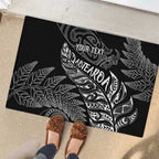 Aotearoa Personalized Lawn Bowls Maori Rubber Doormat New Zealand Black Tribal Silver Fern - Aussie Hoodie
