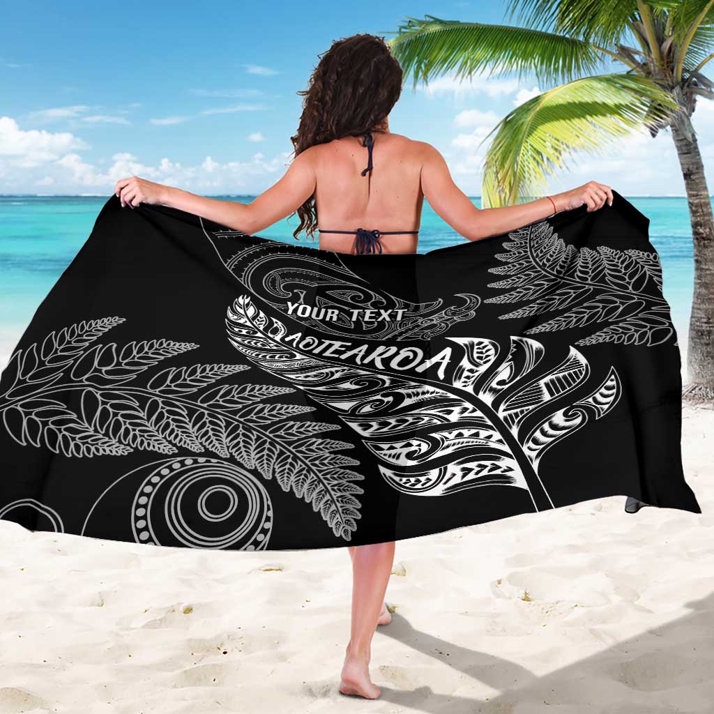 Aotearoa Personalized Lawn Bowls Maori Sarong New Zealand Black Tribal Silver Fern - Aussie Hoodie