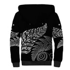 Aotearoa Personalized Lawn Bowls Maori Sherpa Hoodie New Zealand Black Tribal Silver Fern - Aussie Hoodie