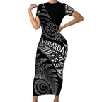 Aotearoa Personalized Lawn Bowls Maori Short Sleeve Bodycon Dress New Zealand Black Tribal Silver Fern - Aussie Hoodie