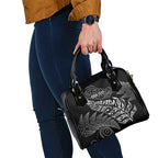 Aotearoa Personalized Lawn Bowls Maori Shoulder Handbag New Zealand Black Tribal Silver Fern - Aussie Hoodie