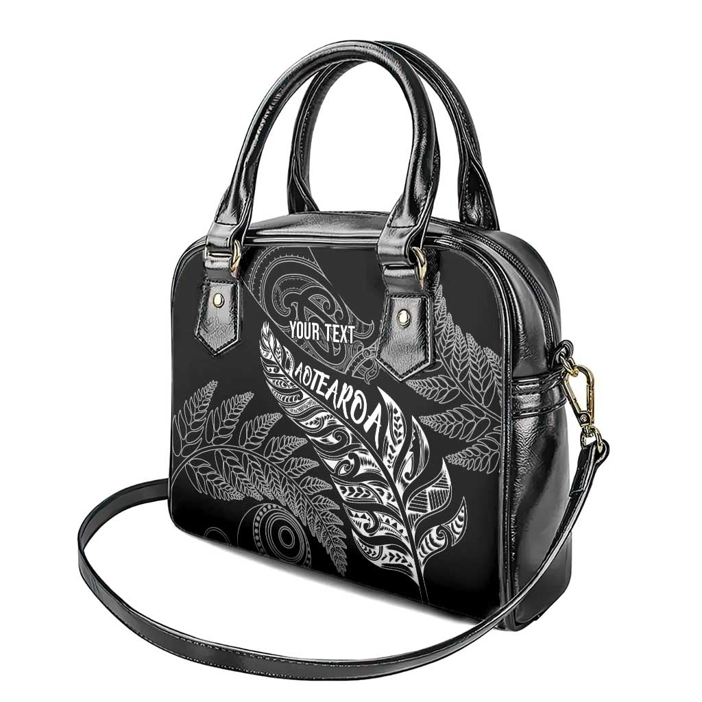 Aotearoa Personalized Lawn Bowls Maori Shoulder Handbag New Zealand Black Tribal Silver Fern - Aussie Hoodie