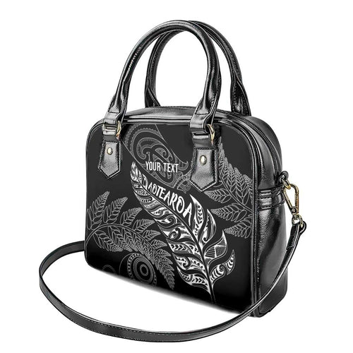 Aotearoa Personalized Lawn Bowls Maori Shoulder Handbag New Zealand Black Tribal Silver Fern - Aussie Hoodie