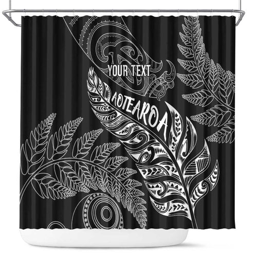 Aotearoa Personalized Lawn Bowls Maori Shower Curtain New Zealand Black Tribal Silver Fern - Aussie Hoodie