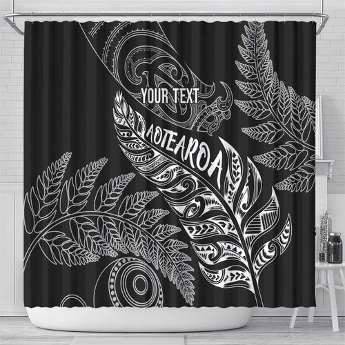 Aotearoa Personalized Lawn Bowls Maori Shower Curtain New Zealand Black Tribal Silver Fern - Aussie Hoodie