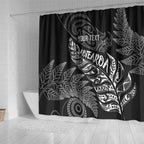 Aotearoa Personalized Lawn Bowls Maori Shower Curtain New Zealand Black Tribal Silver Fern - Aussie Hoodie