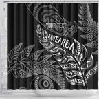 Aotearoa Personalized Lawn Bowls Maori Shower Curtain New Zealand Black Tribal Silver Fern - Aussie Hoodie
