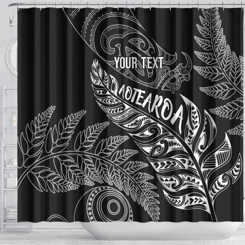 Aotearoa Personalized Lawn Bowls Maori Shower Curtain New Zealand Black Tribal Silver Fern - Aussie Hoodie