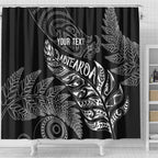 Aotearoa Personalized Lawn Bowls Maori Shower Curtain New Zealand Black Tribal Silver Fern - Aussie Hoodie