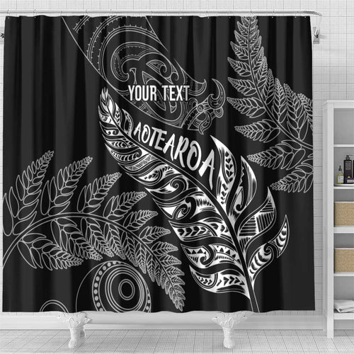 Aotearoa Personalized Lawn Bowls Maori Shower Curtain New Zealand Black Tribal Silver Fern - Aussie Hoodie