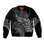 Aotearoa Personalized Lawn Bowls Maori Sleeve Zip Bomber Jacket New Zealand Black Tribal Silver Fern - Aussie Hoodie
