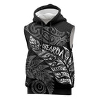 Aotearoa Personalized Lawn Bowls Maori Sleeveless Hoodie New Zealand Black Tribal Silver Fern - Aussie Hoodie