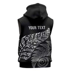 Aotearoa Personalized Lawn Bowls Maori Sleeveless Hoodie New Zealand Black Tribal Silver Fern - Aussie Hoodie