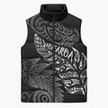 Aotearoa Personalized Lawn Bowls Maori Sleeveless Puffer Jacket New Zealand Black Tribal Silver Fern - Aussie Hoodie