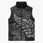 Aotearoa Personalized Lawn Bowls Maori Sleeveless Puffer Jacket New Zealand Black Tribal Silver Fern - Aussie Hoodie