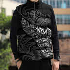 Aotearoa Personalized Lawn Bowls Maori Sleeveless Puffer Jacket New Zealand Black Tribal Silver Fern - Aussie Hoodie