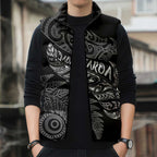 Aotearoa Personalized Lawn Bowls Maori Sleeveless Puffer Jacket New Zealand Black Tribal Silver Fern - Aussie Hoodie
