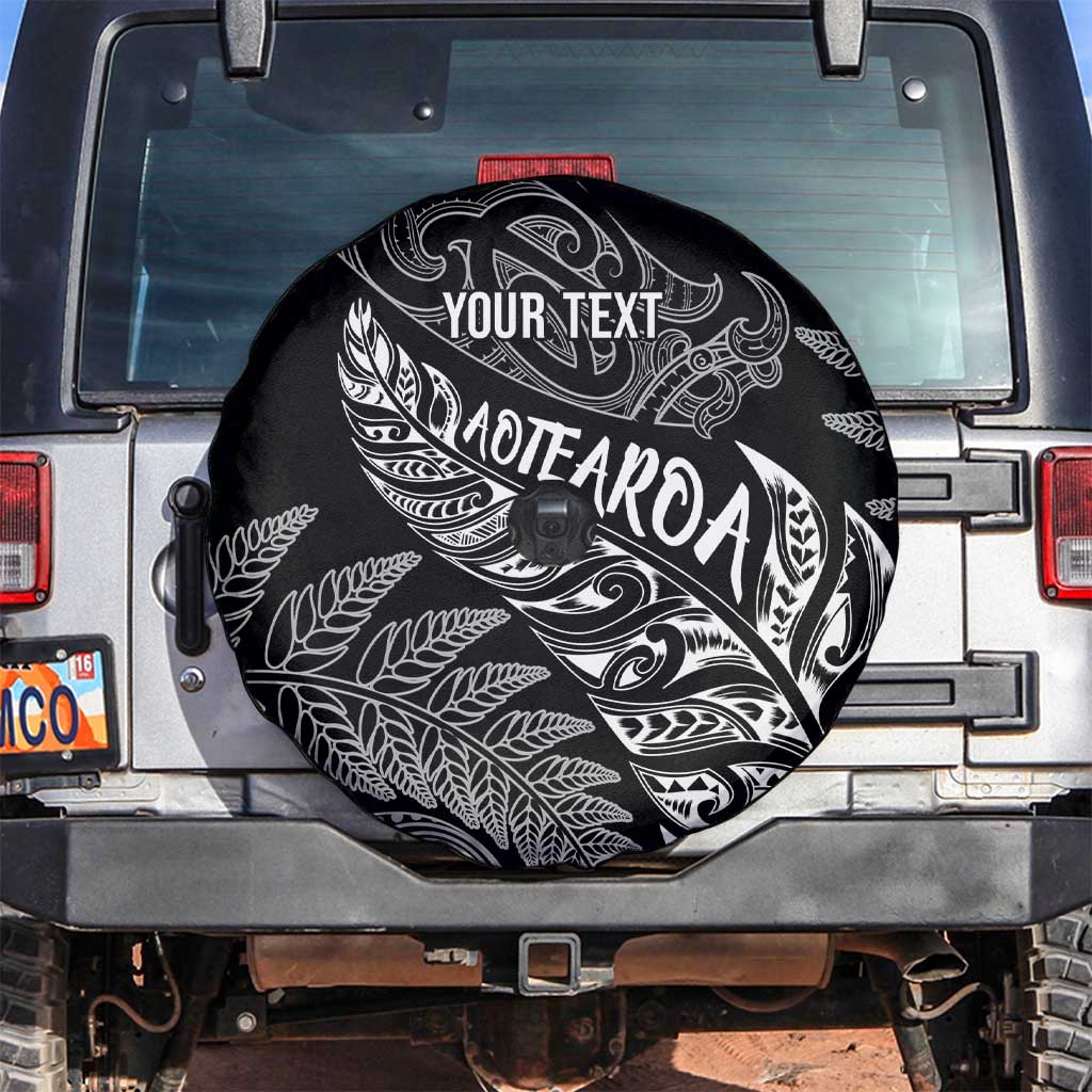 Aotearoa Personalized Lawn Bowls Maori Spare Tire Cover New Zealand Black Tribal Silver Fern - Aussie Hoodie