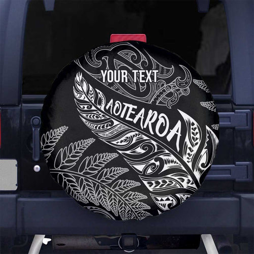 Aotearoa Personalized Lawn Bowls Maori Spare Tire Cover New Zealand Black Tribal Silver Fern - Aussie Hoodie
