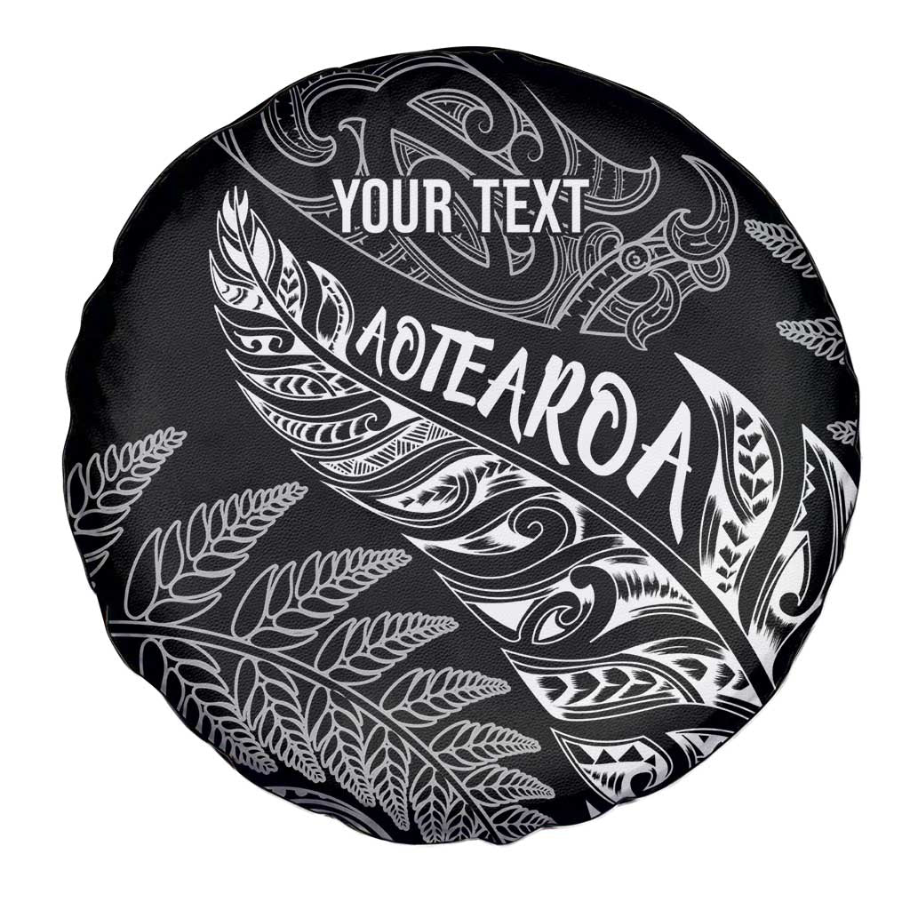 Aotearoa Personalized Lawn Bowls Maori Spare Tire Cover New Zealand Black Tribal Silver Fern - Aussie Hoodie