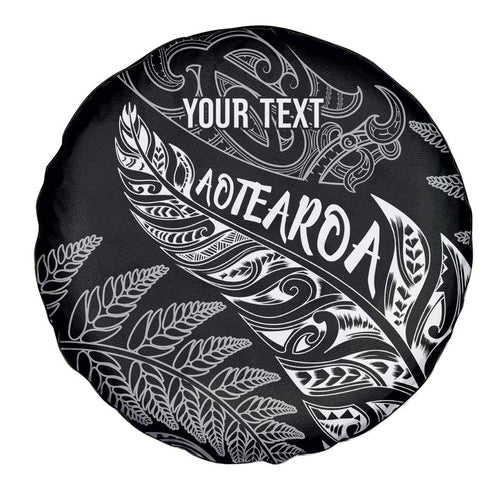 Aotearoa Personalized Lawn Bowls Maori Spare Tire Cover New Zealand Black Tribal Silver Fern - Aussie Hoodie