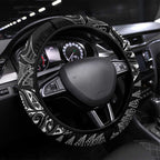 Aotearoa Lawn Bowls Maori Steering Wheel Cover New Zealand Black Tribal Silver Fern - Aussie Hoodie