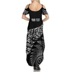 Aotearoa Personalized Lawn Bowls Maori Summer Maxi Dress New Zealand Black Tribal Silver Fern - Aussie Hoodie
