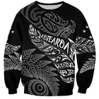 Aotearoa Personalized Lawn Bowls Maori Sweatshirt New Zealand Black Tribal Silver Fern - Aussie Hoodie