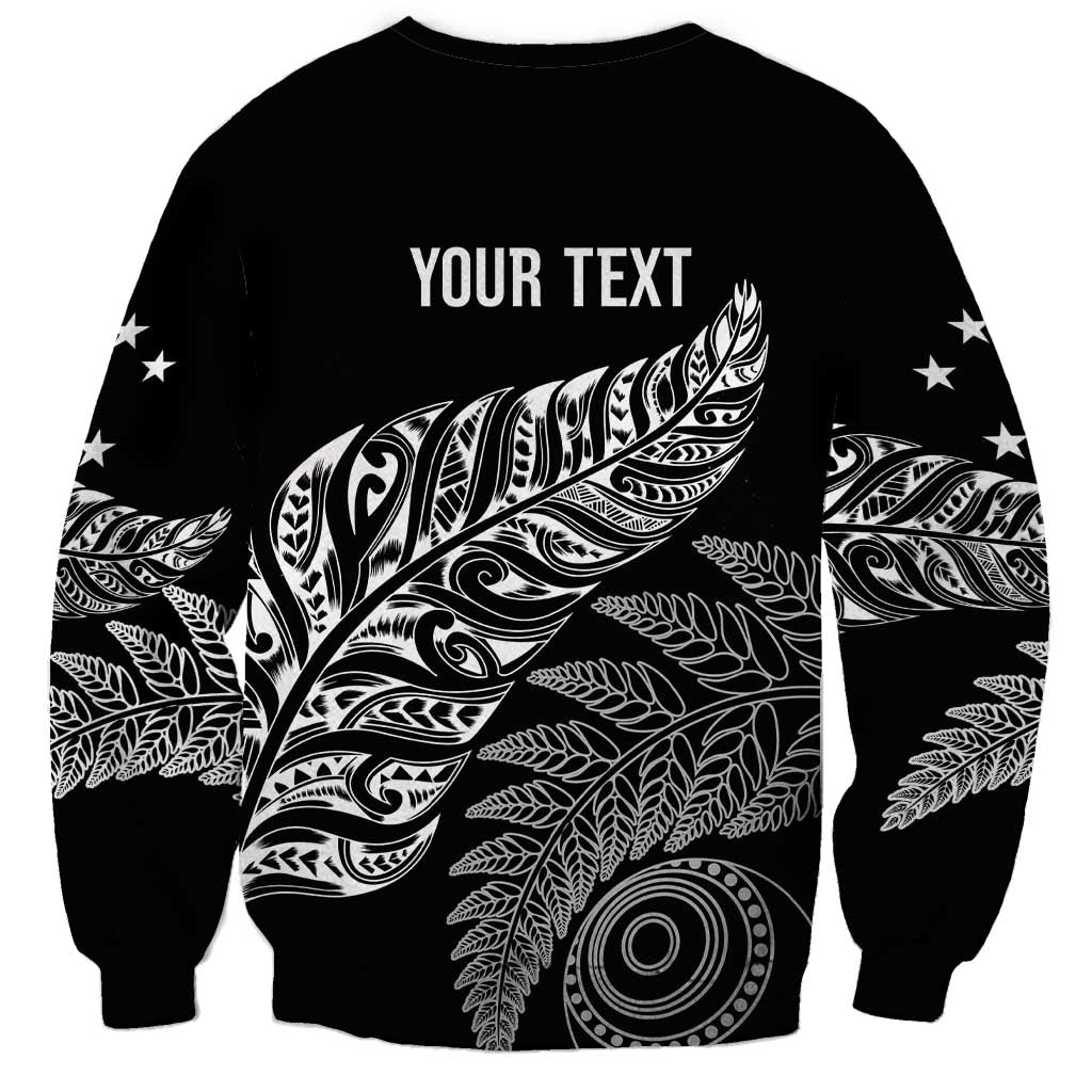 Aotearoa Personalized Lawn Bowls Maori Sweatshirt New Zealand Black Tribal Silver Fern - Aussie Hoodie
