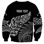 Aotearoa Personalized Lawn Bowls Maori Sweatshirt New Zealand Black Tribal Silver Fern - Aussie Hoodie