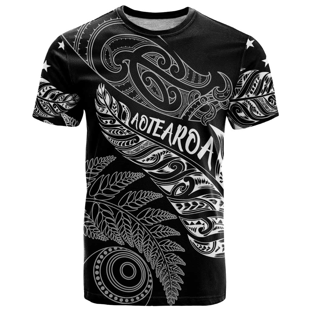 Aotearoa Personalized Lawn Bowls Maori T Shirt New Zealand Black Tribal Silver Fern - Aussie Hoodie