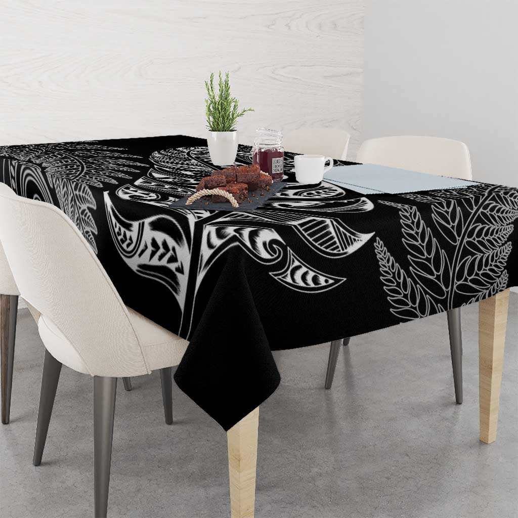 Aotearoa Personalized Lawn Bowls Maori Tablecloth New Zealand Black Tribal Silver Fern - Aussie Hoodie