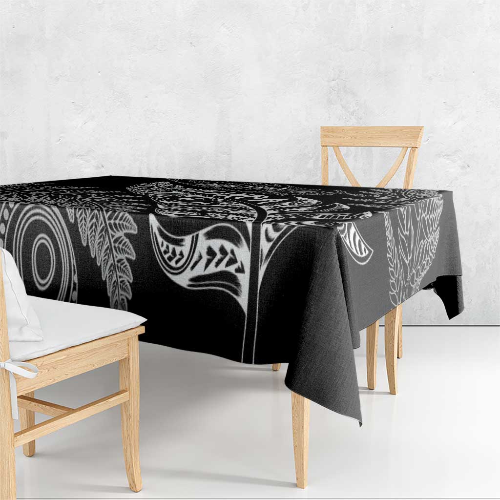 Aotearoa Personalized Lawn Bowls Maori Tablecloth New Zealand Black Tribal Silver Fern - Aussie Hoodie