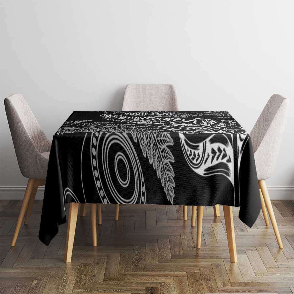 Aotearoa Personalized Lawn Bowls Maori Tablecloth New Zealand Black Tribal Silver Fern - Aussie Hoodie