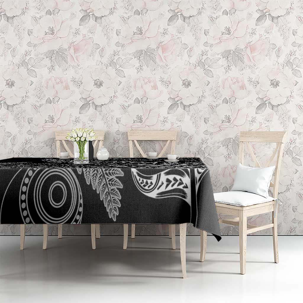 Aotearoa Personalized Lawn Bowls Maori Tablecloth New Zealand Black Tribal Silver Fern - Aussie Hoodie