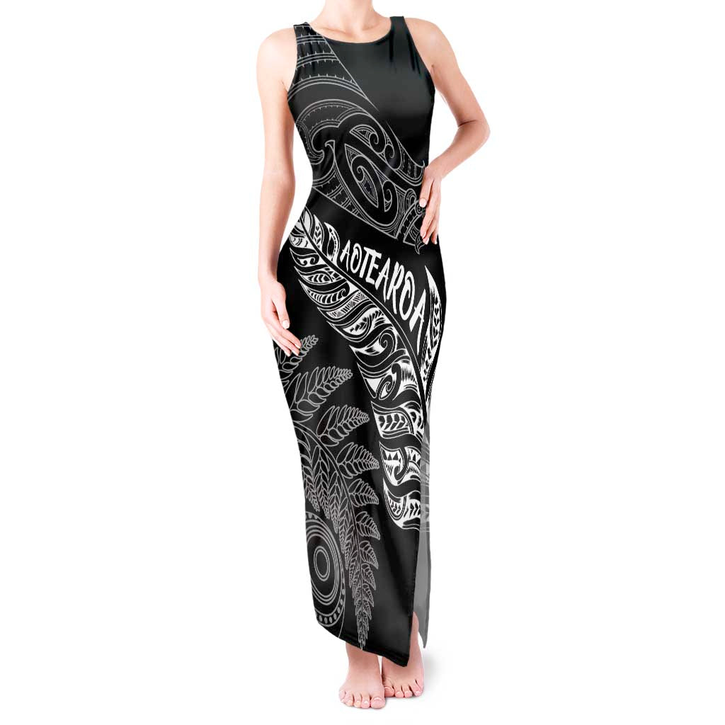 Aotearoa Personalized Lawn Bowls Maori Tank Maxi Dress New Zealand Black Tribal Silver Fern - Aussie Hoodie