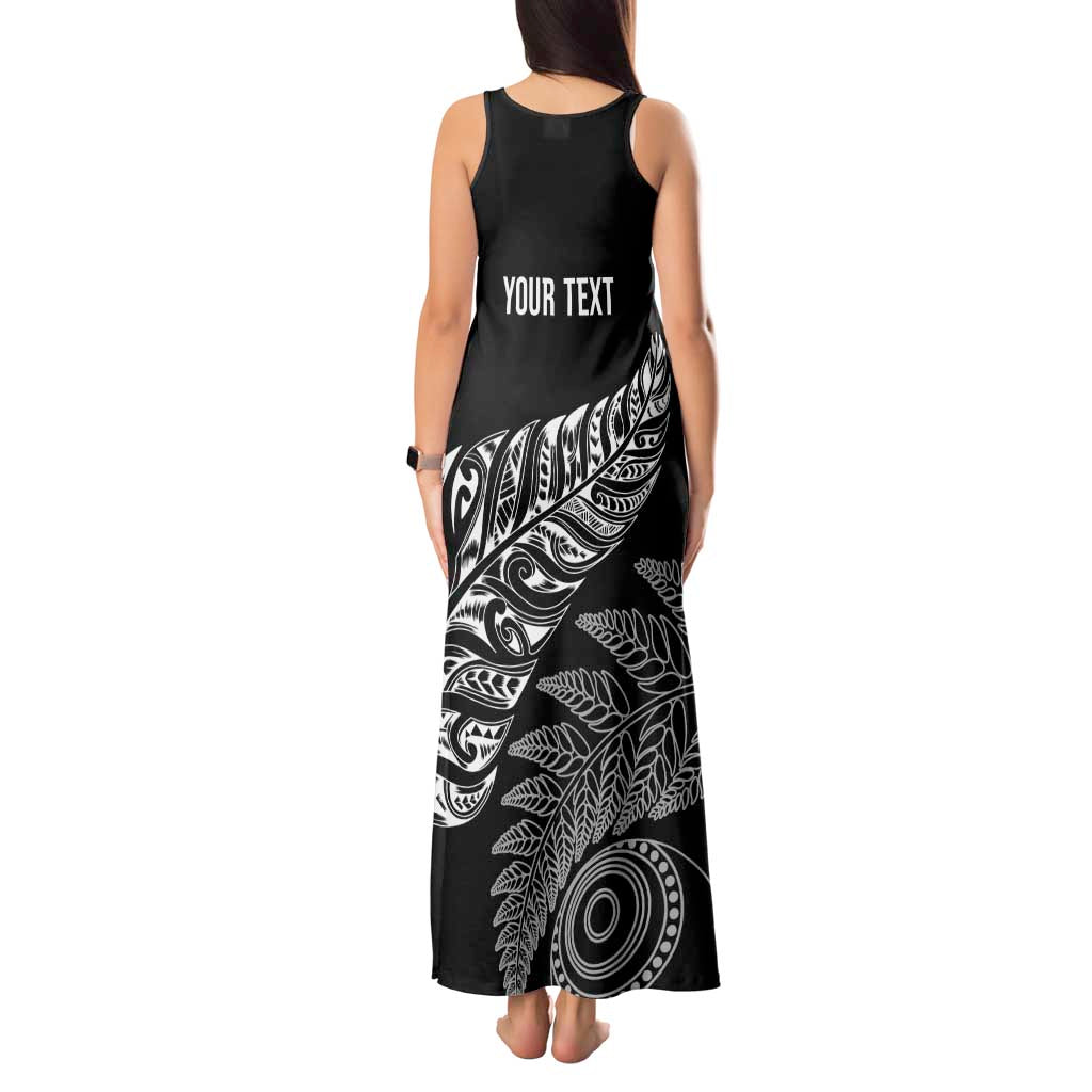 Aotearoa Personalized Lawn Bowls Maori Tank Maxi Dress New Zealand Black Tribal Silver Fern - Aussie Hoodie