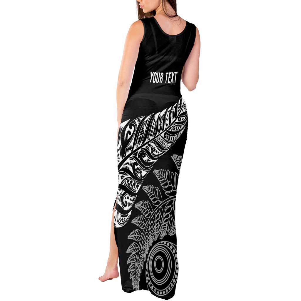 Aotearoa Personalized Lawn Bowls Maori Tank Maxi Dress New Zealand Black Tribal Silver Fern - Aussie Hoodie